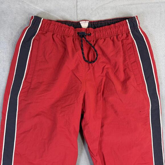 VTG Abercrombie & Fitch Track Pants Mens Small Red Stripe Lined Windbreaker Y2K - Picture 2 of 8